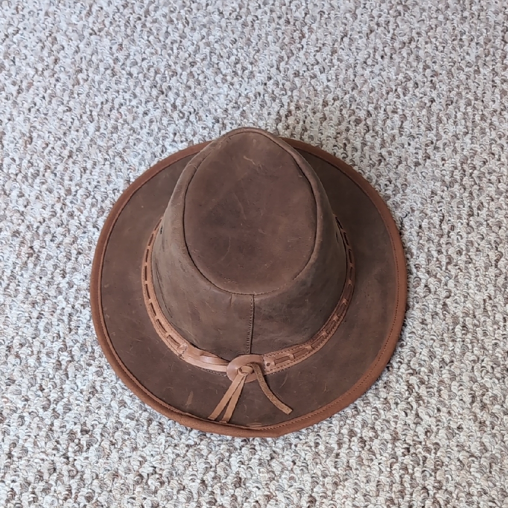 Unisex Brown Leather Hat